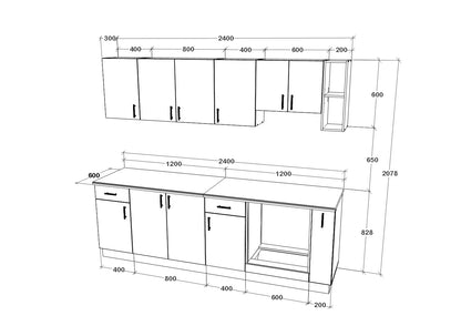 Set Bucatarie haaus Karo V17, Alb, Blat Thermo 28 mm, L 240 cm