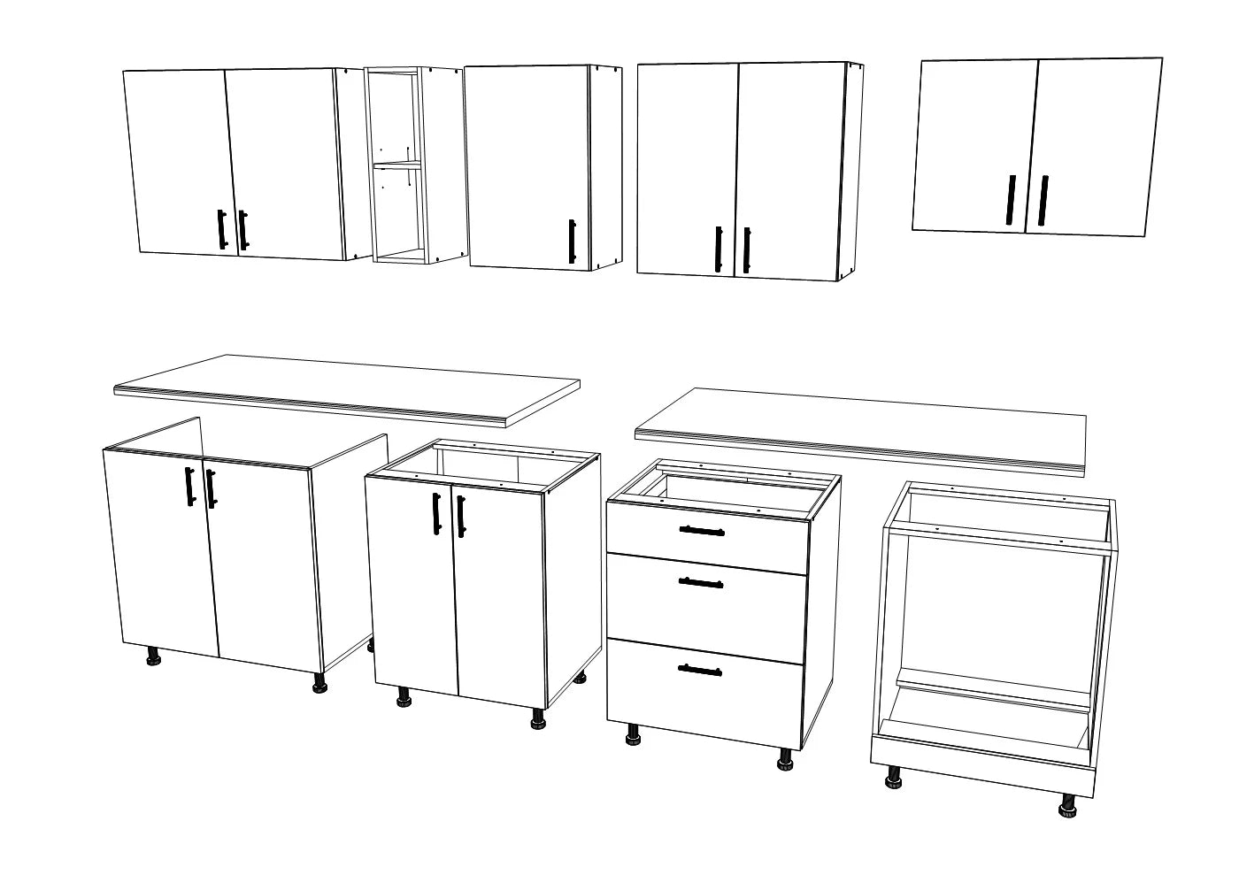 Set Bucatarie haaus Karo V18, Alb, Blat Thermo 28 mm, L 260 cm