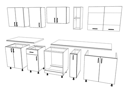 Set Bucatarie haaus Karo V19, Stejar Sonoma Inchis/Alb, Blat Thermo 28 mm, L 260 cm
