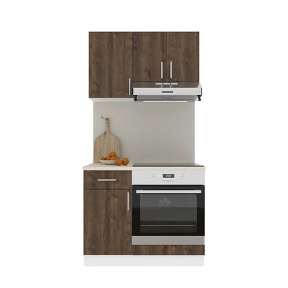 Set Bucatarie haaus Karo V1, Stejar Bronz/Alb, Blat Thermo 28 mm, L 100 cm