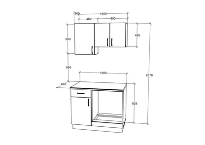 Set Bucatarie haaus Karo V1, Antracit/Alb, Blat Thermo 28 mm, L 100 cm
