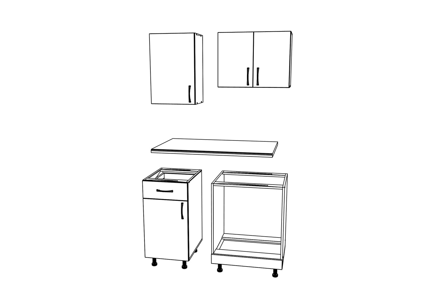 Set Bucatarie haaus Karo V1, Alb, Blat Thermo 28 mm, L 100 cm