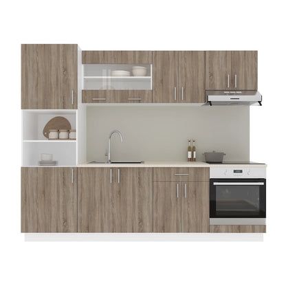 Set Bucatarie haaus Karo V20, Stejar Sonoma Inchis/Alb, Blat Thermo 28 mm, L 260 cm