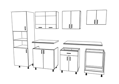 Set Bucatarie haaus Karo V20, Stejar Sonoma Inchis/Alb, Blat Thermo 28 mm, L 260 cm