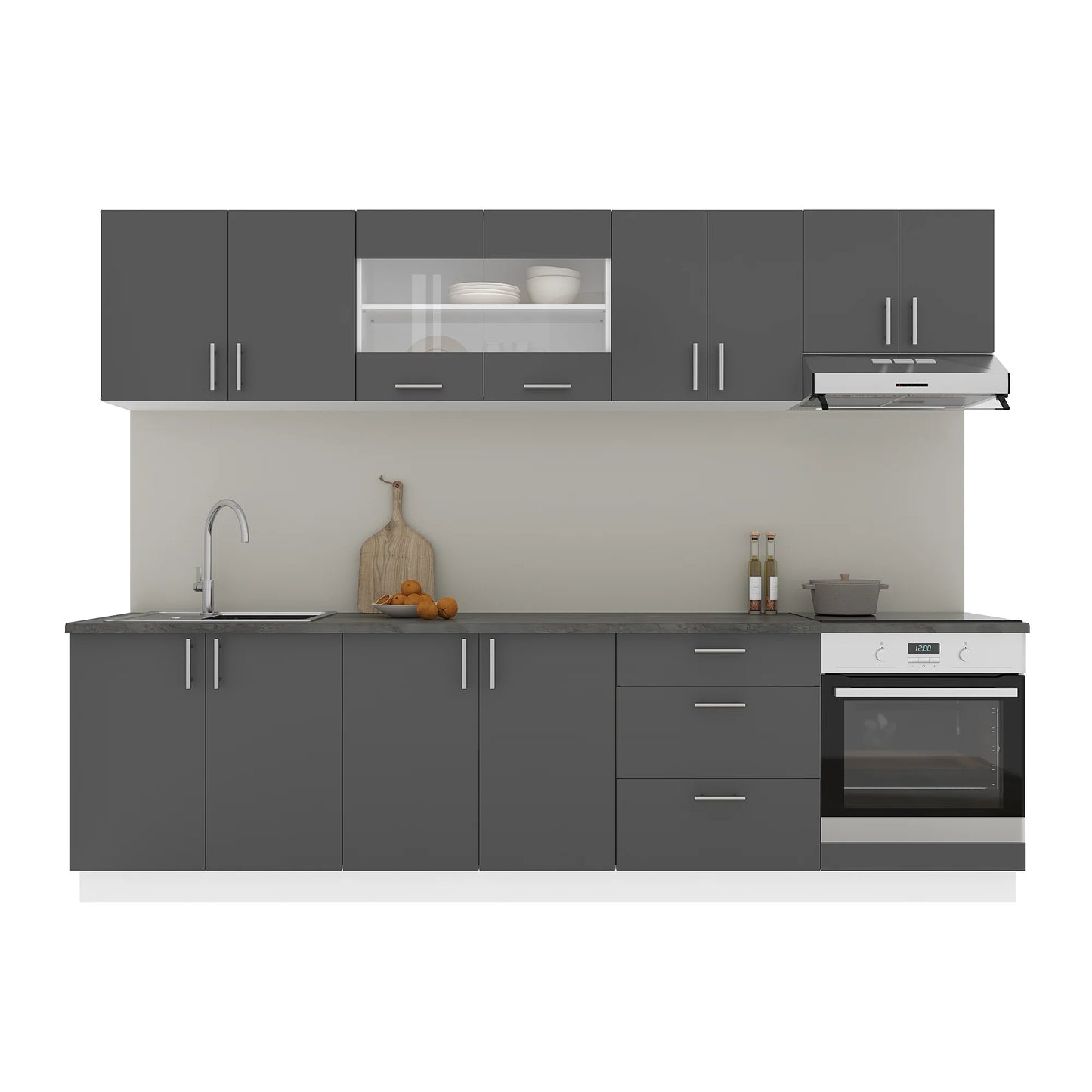Set Bucatarie haaus Karo V22, Antracit/Alb, Blat Thermo 28 mm, L 280 cm