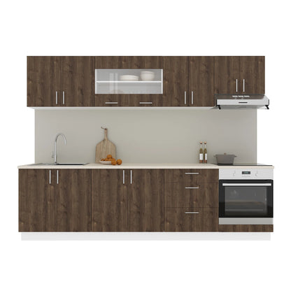 Set Bucatarie haaus Karo V22, Stejar Bronz/Alb, Blat Thermo 28 mm, L 280 cm