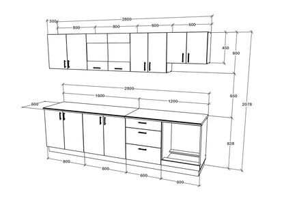 Set Bucatarie haaus Karo V22, Alb, Blat Thermo 28 mm, L 280 cm