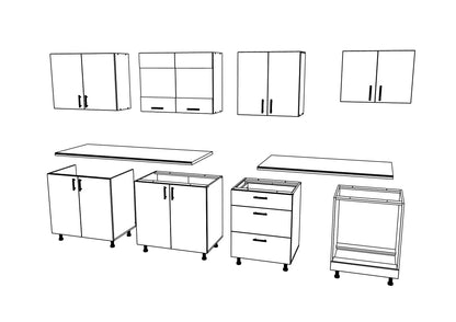 Set Bucatarie haaus Karo V22, Gri Lucios/Alb, MDF, Blat Thermo 28 mm, L 280 cm