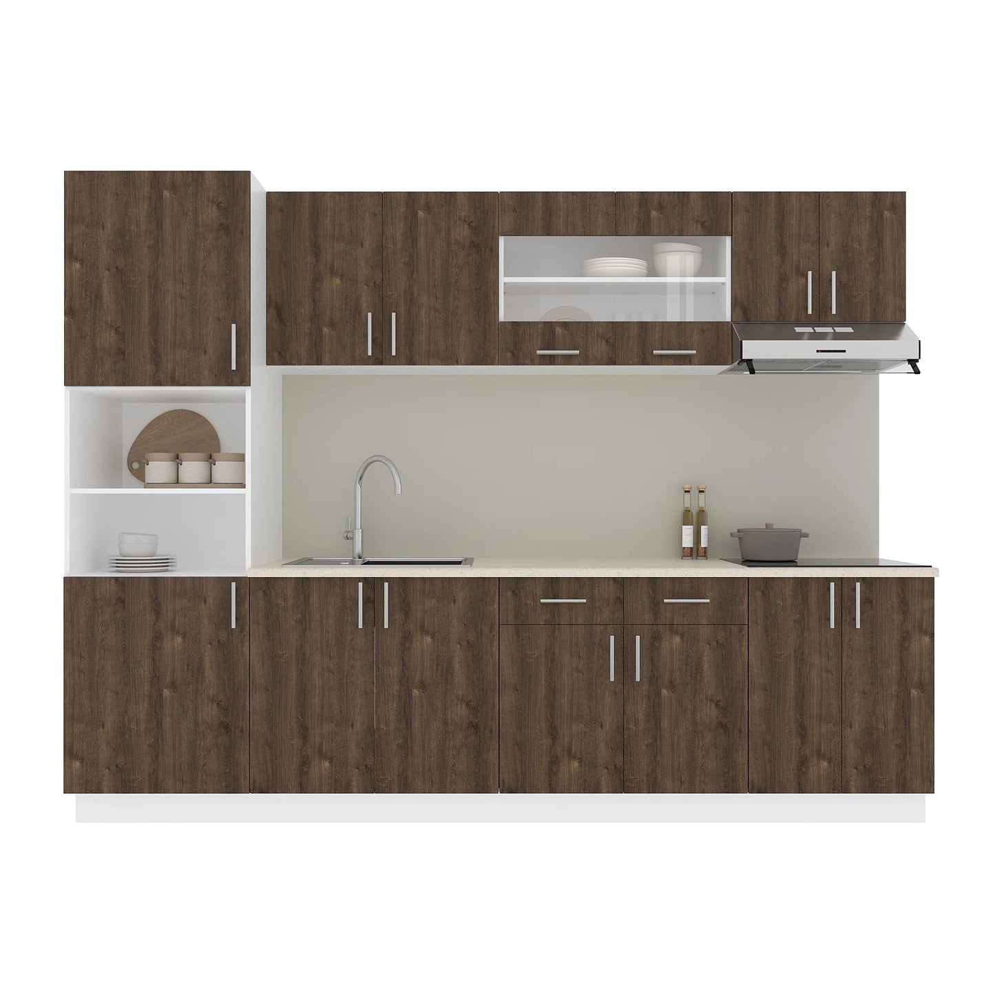 Set Bucatarie haaus Karo V23, Stejar Bronz/Alb, Blat Thermo 28 mm, L 280 cm