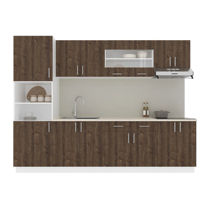 Set Bucatarie haaus Karo V23, Stejar Bronz/Alb, Blat Thermo 28 mm, L 280 cm