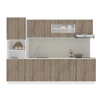 Set Bucatarie haaus Karo V23, Stejar Sonoma Inchis/Alb, Blat Thermo 28 mm, L 280 cm