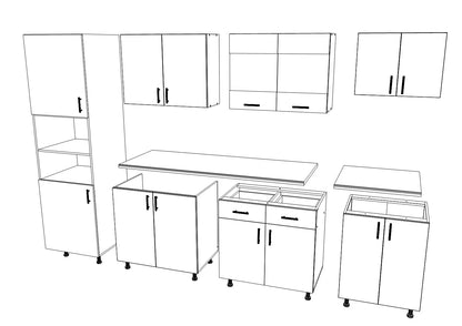 Set Bucatarie haaus Karo V23, Stejar Sonoma Inchis/Alb, Blat Thermo 28 mm, L 280 cm