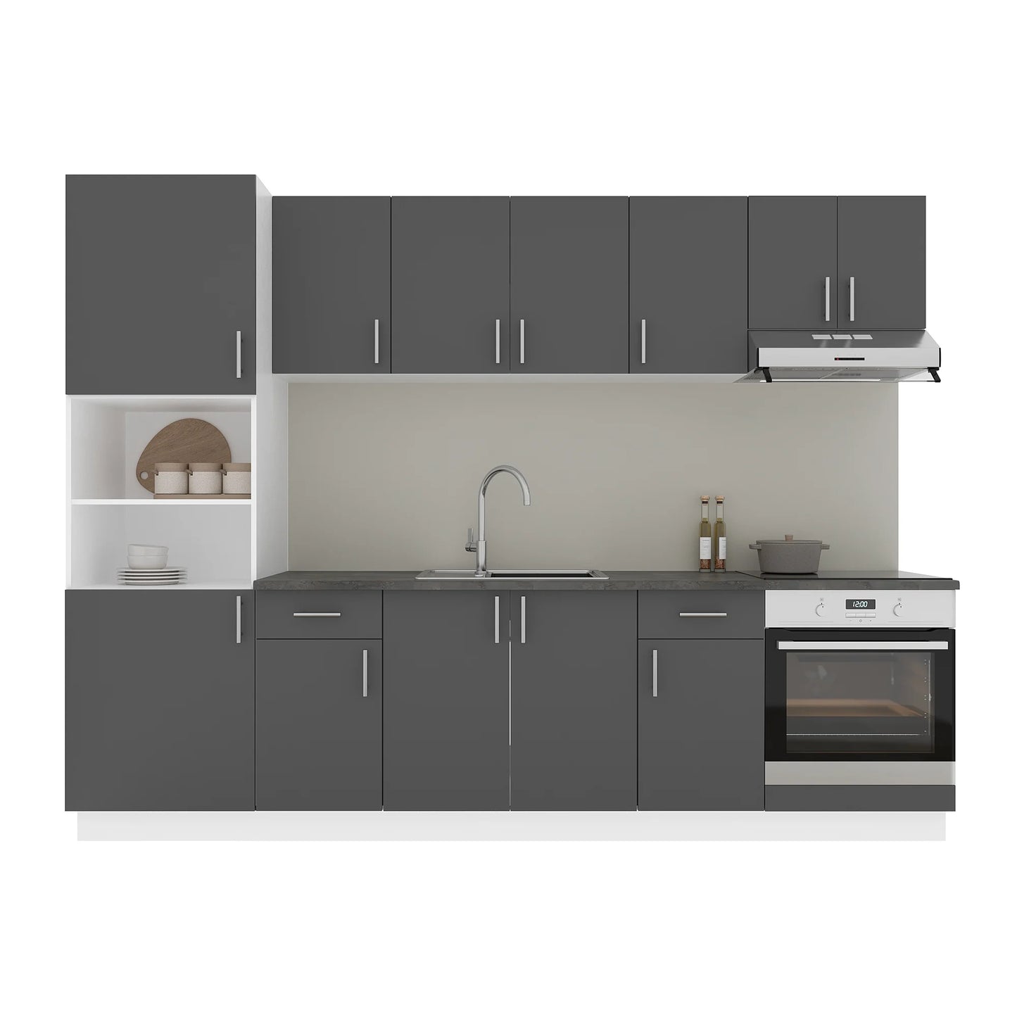 Set Bucatarie haaus Karo V24, Antracit/Alb, Blat Thermo 28 mm, L 280 cm