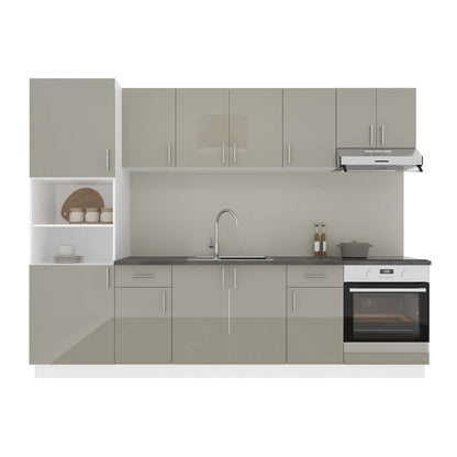 Set Bucatarie haaus Karo V24, Gri Lucios/Alb, MDF, Blat Thermo 28 mm, L 280 cm