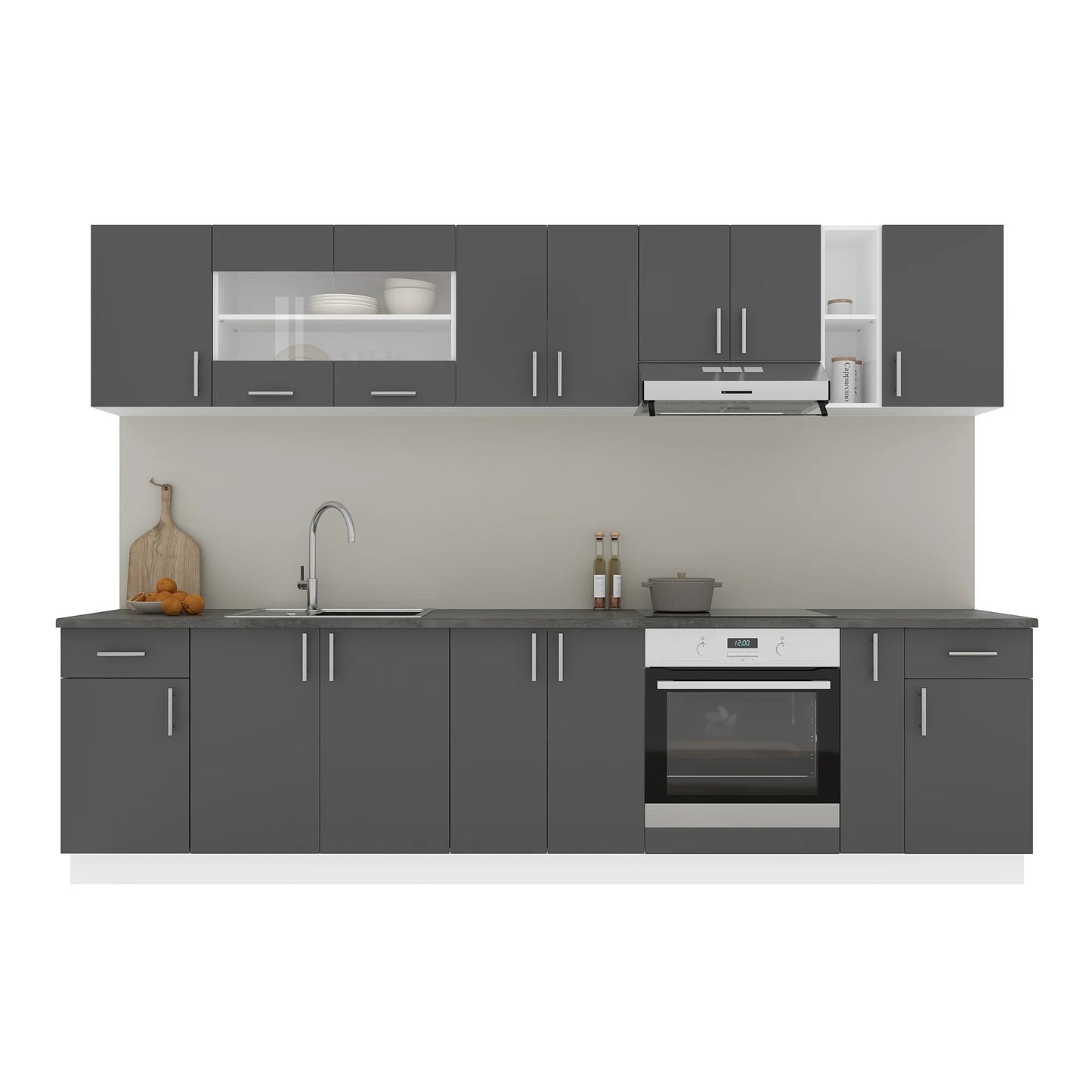 Set Bucatarie haaus Karo V25, Antracit/Alb, Blat Thermo 28 mm, L 300 cm