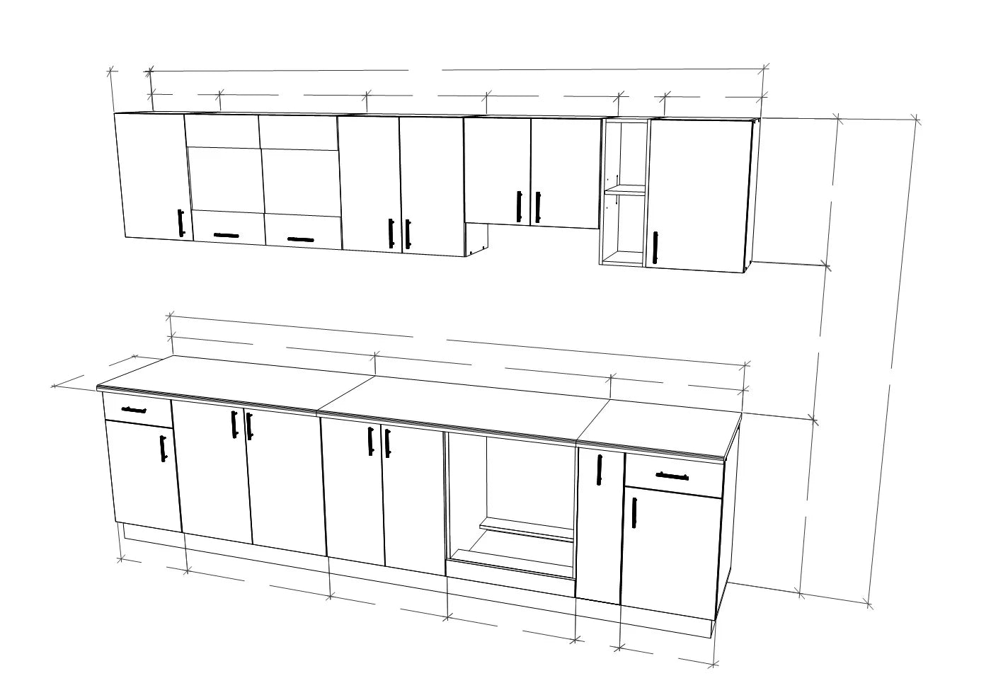Set Bucatarie haaus Karo V25, Stejar Sonoma Inchis/Alb, Blat Thermo 28 mm, L 300 cm