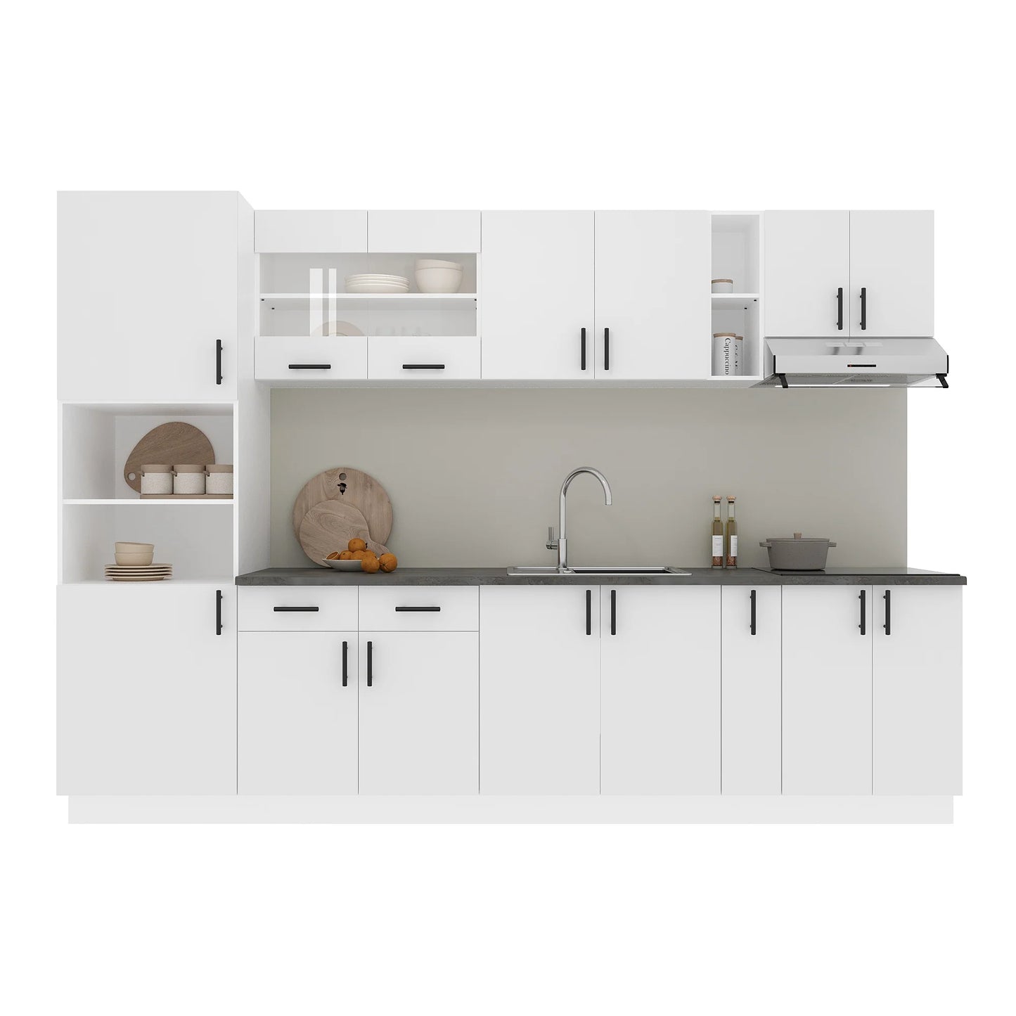 Set Bucatarie haaus Karo V26, Alb, Blat Thermo 28 mm, L 300 cm