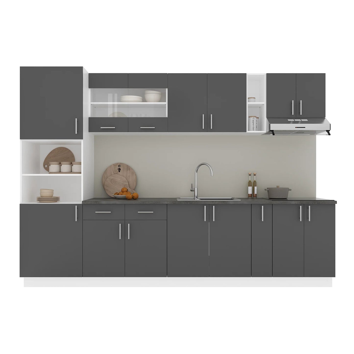 Set Bucatarie haaus Karo V26, Antracit/Alb, Blat Thermo 28 mm, L 300 cm