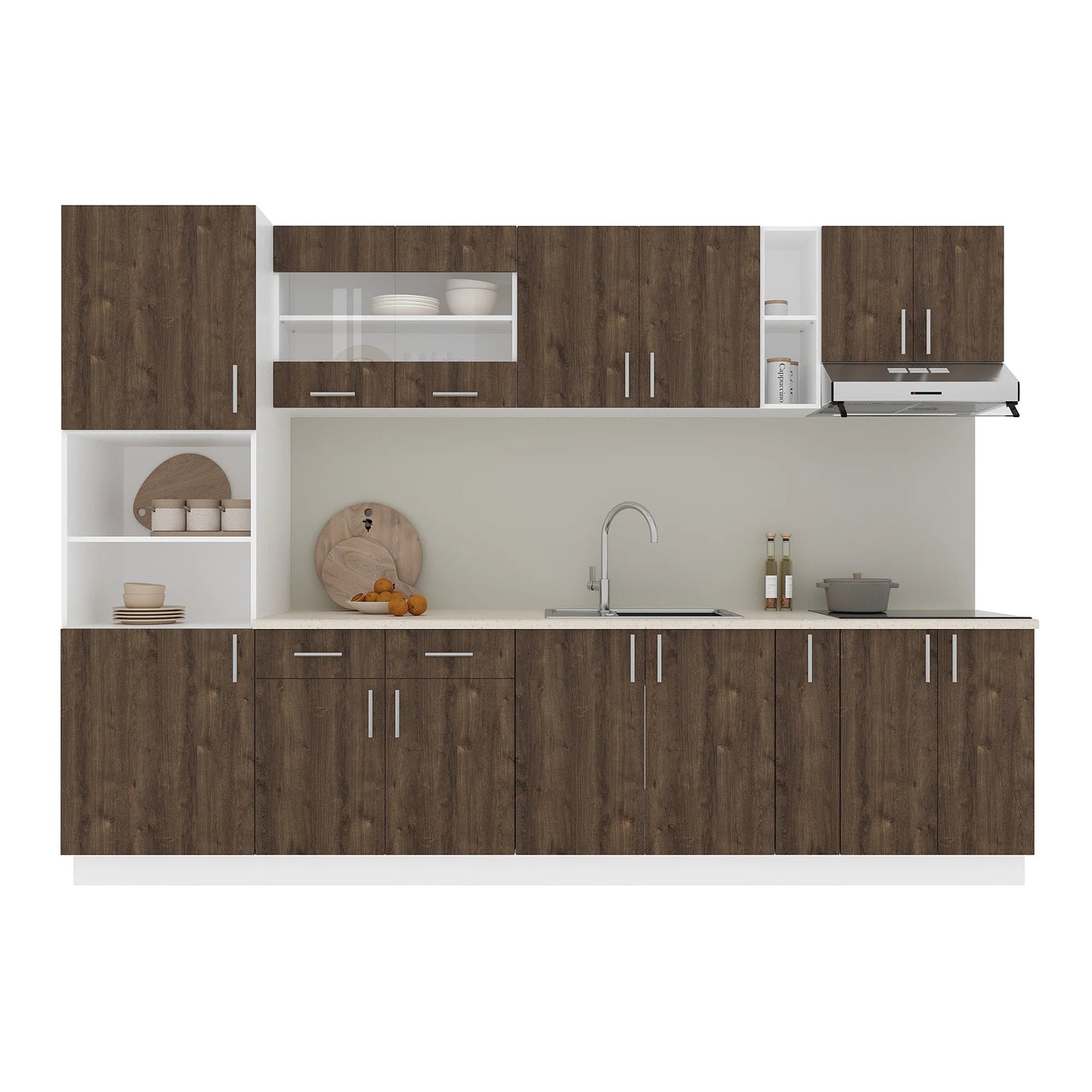 Set Bucatarie haaus Karo V26, Stejar Bronz/Alb, Blat Thermo 28 mm, L 300 cm