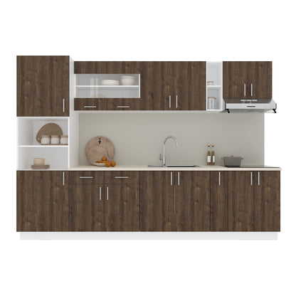 Set Bucatarie haaus Karo V26, Stejar Bronz/Alb, Blat Thermo 28 mm, L 300 cm