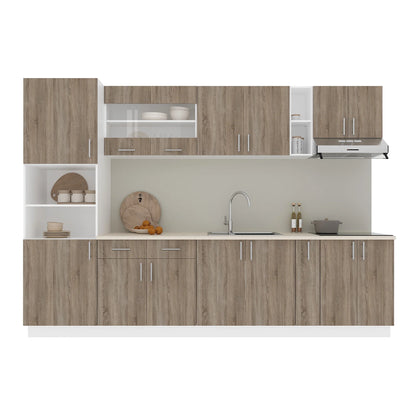 Set Bucatarie haaus Karo V26, Stejar Sonoma Inchis/Alb, Blat Thermo 28 mm, L 300 cm