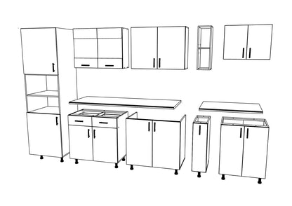 Set Bucatarie haaus Karo V26, Gri Lucios/Alb, MDF, Blat Thermo 28 mm, L 300 cm