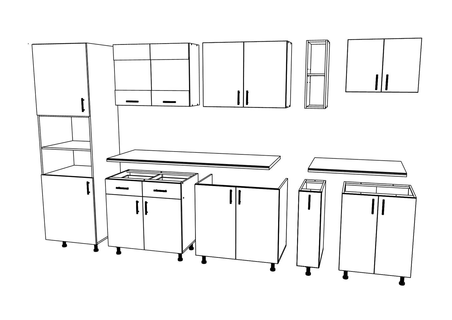 Set Bucatarie haaus Karo V26, Alb, Blat Thermo 28 mm, L 300 cm