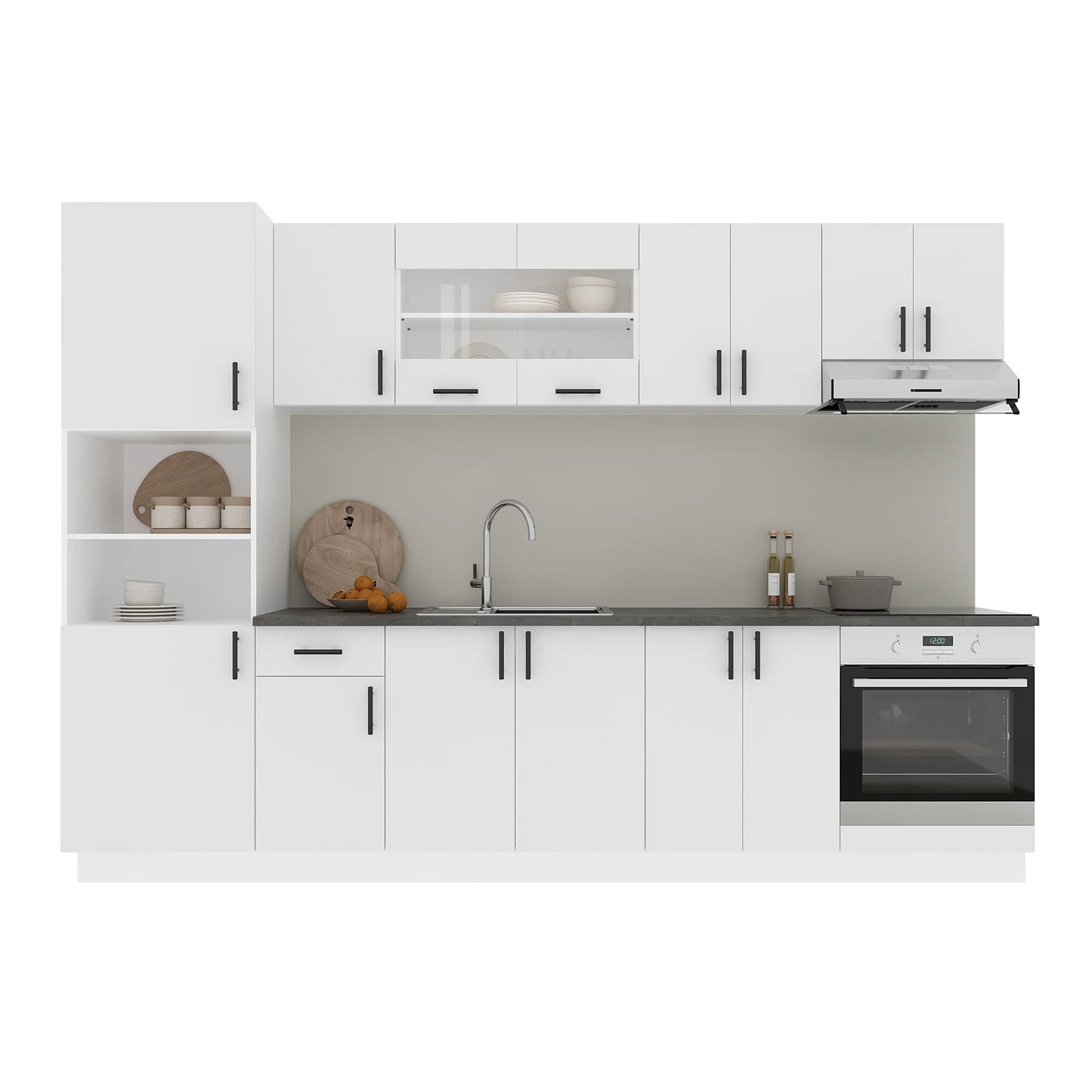 Set Bucatarie haaus Karo V27, Alb, Blat Thermo 28 mm, L 300 cm