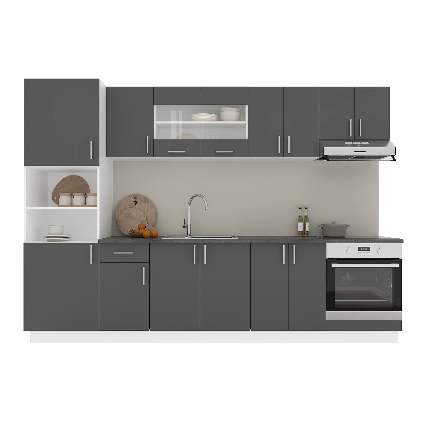 Set Bucatarie haaus Karo V27, Antracit/Alb, Blat Thermo 28 mm, L 300 cm