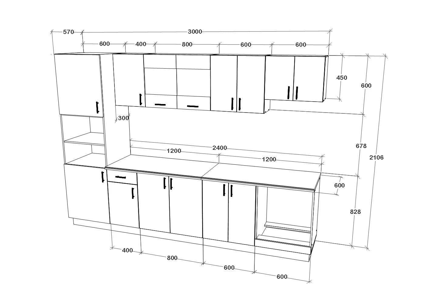Set Bucatarie haaus Karo V27, Alb, Blat Thermo 28 mm, L 300 cm