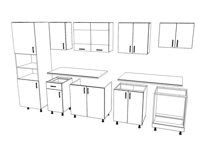 Set Bucatarie haaus Karo V27, Lemn Natural/Alb, Blat Thermo 28 mm, L 300 cm