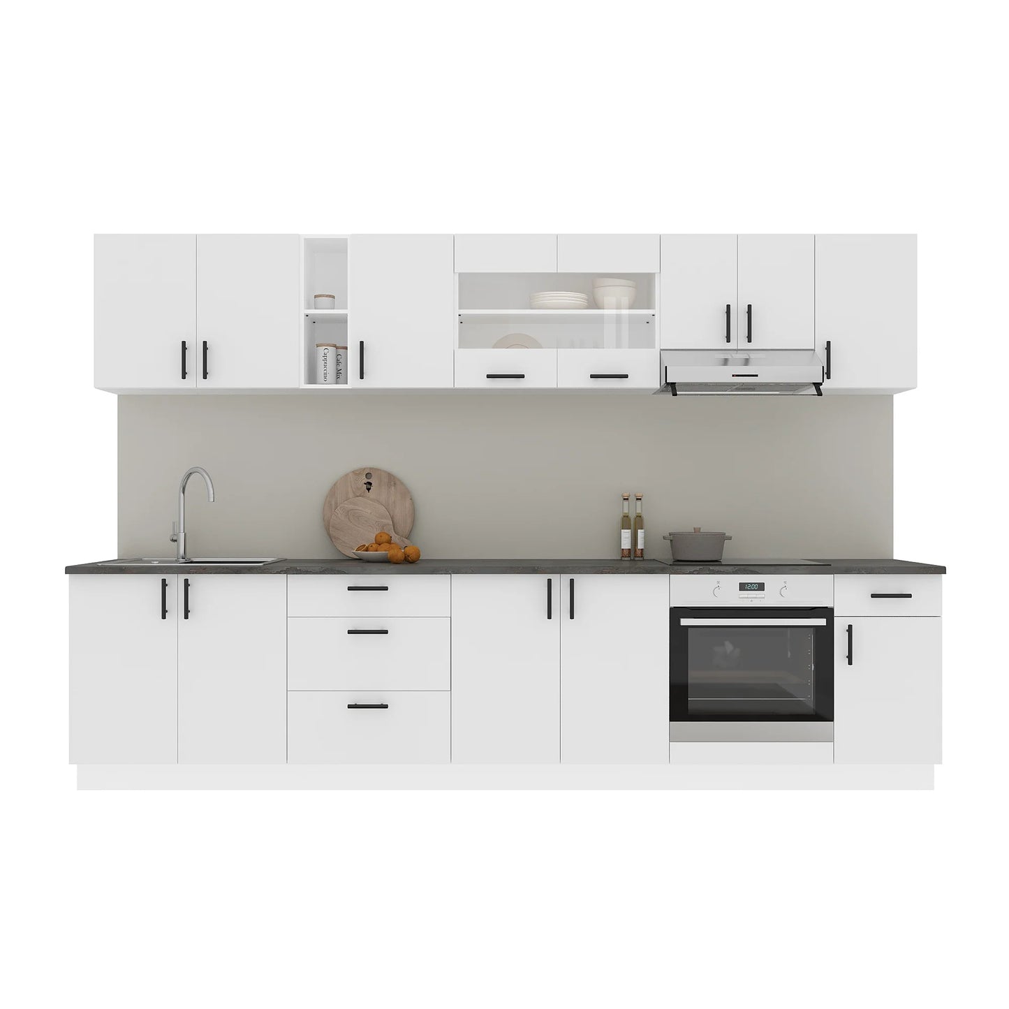 Set Bucatarie haaus Karo V28, Alb, Blat Thermo 28 mm, L 320 cm