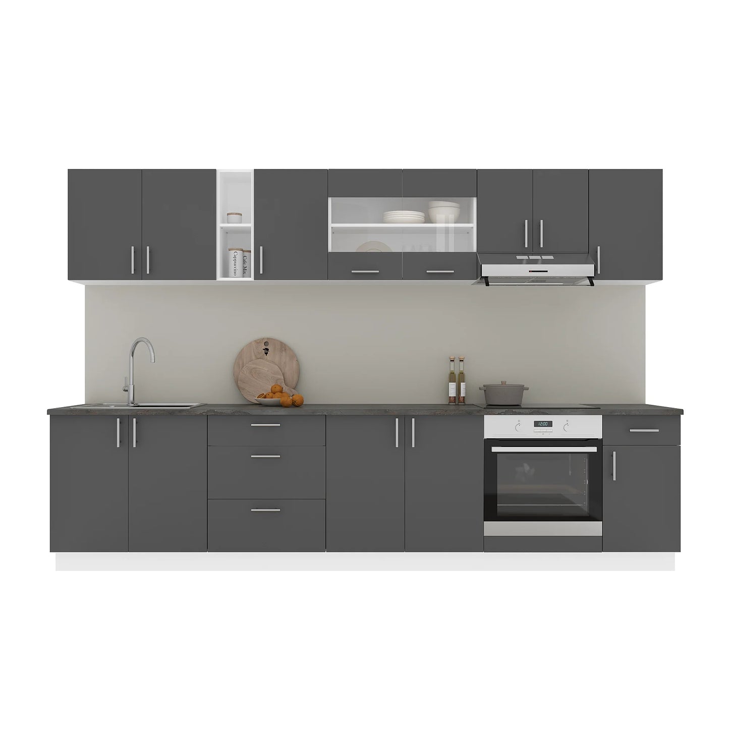 Set Bucatarie haaus Karo V28, Antracit/Alb, Blat Thermo 28 mm, L 320 cm