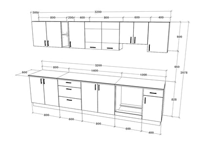 Set Bucatarie haaus Karo V28, Alb, Blat Thermo 28 mm, L 320 cm