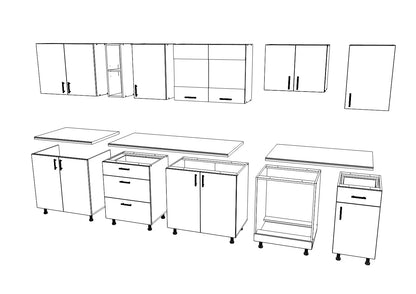 Set Bucatarie haaus Karo V28, Stejar Sonoma Inchis/Alb, Blat Thermo 28 mm, L 320 cm