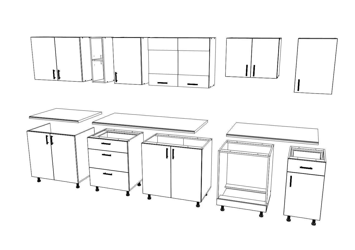 Set Bucatarie haaus Karo V28, Gri Lucios/Alb, MDF, Blat Thermo 28 mm, L 320 cm