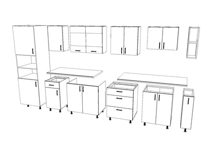 Set Bucatarie haaus Karo V29, Gri Lucios/Alb, MDF, Blat Thermo 28 mm, L 320 cm