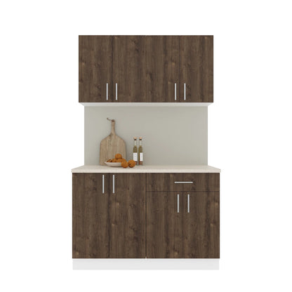Set Bucatarie haaus Karo V2, Stejar Bronz/Alb, Blat Thermo 28 mm, L 120 cm