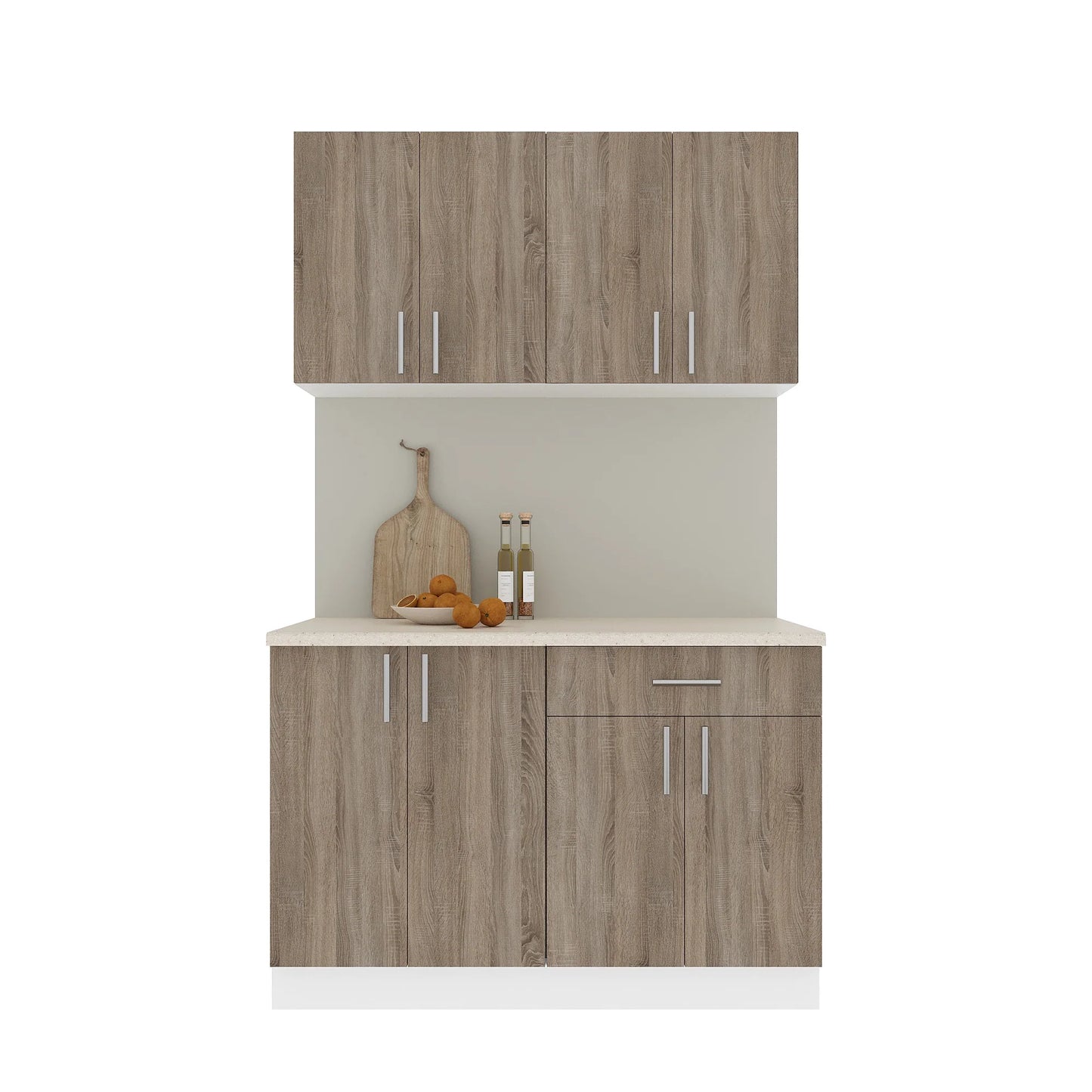 Set Bucatarie haaus Karo V2, Stejar Sonoma Inchis/Alb, Blat Thermo 28 mm, L 120 cm