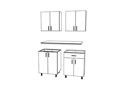 Set Bucatarie haaus Karo V2, Lemn Natural/Alb, Blat Thermo 28 mm, L 120 cm