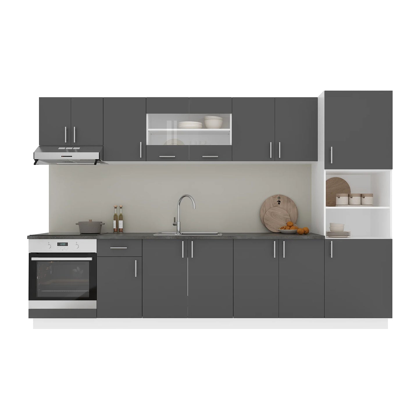 Set Bucatarie haaus Karo V30, Antracit/Alb, Blat Thermo 28 mm, L 320 cm