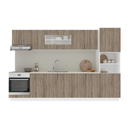 Set Bucatarie haaus Karo V30, Stejar Sonoma Inchis/Alb, Blat Thermo 28 mm, L 320 cm