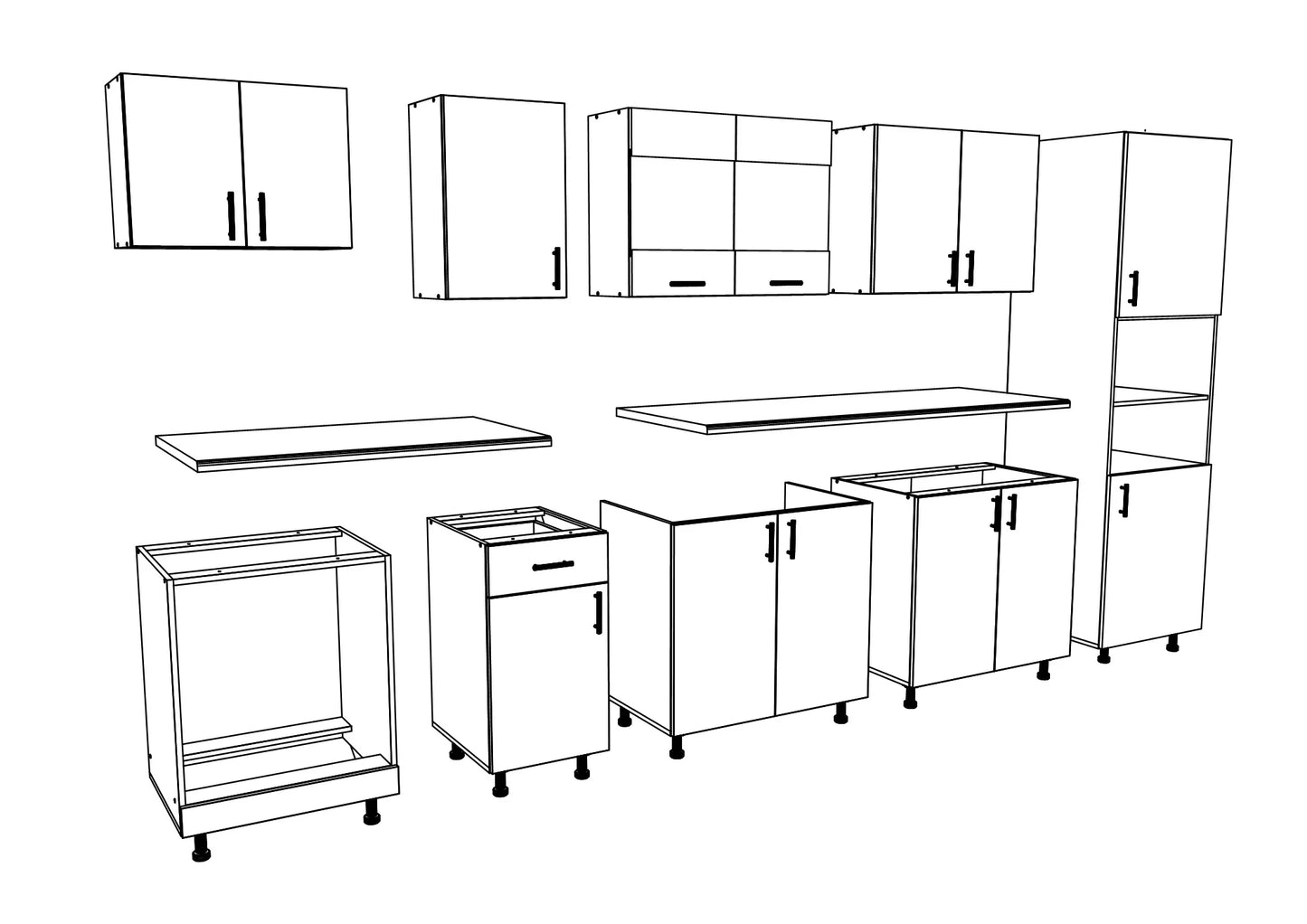 Set Bucatarie haaus Karo V30, Gri Lucios/Alb, MDF, Blat Thermo 28 mm, L 320 cm