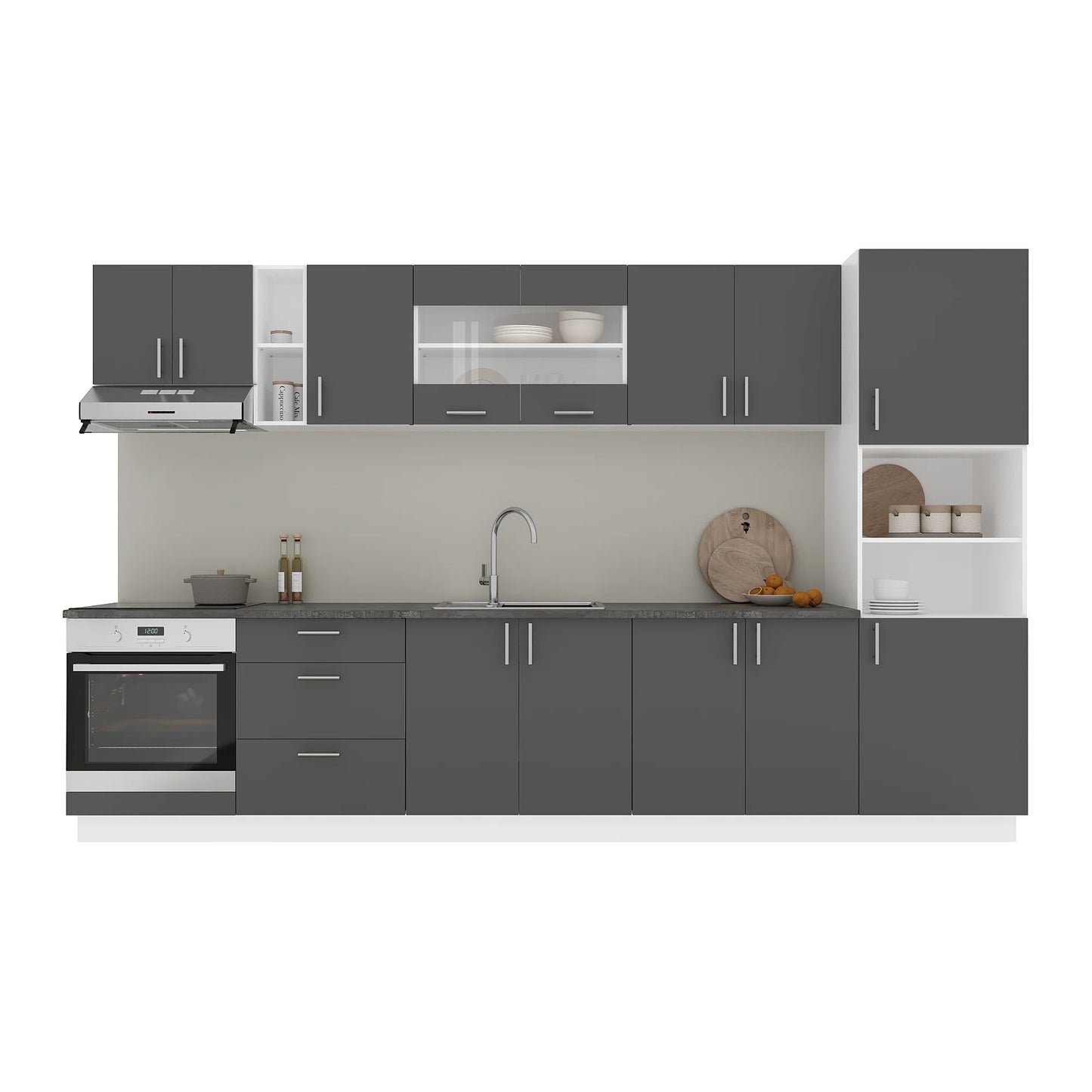 Set Bucatarie haaus Karo V31, Antracit/Alb, Blat Thermo 28 mm, L 340 cm
