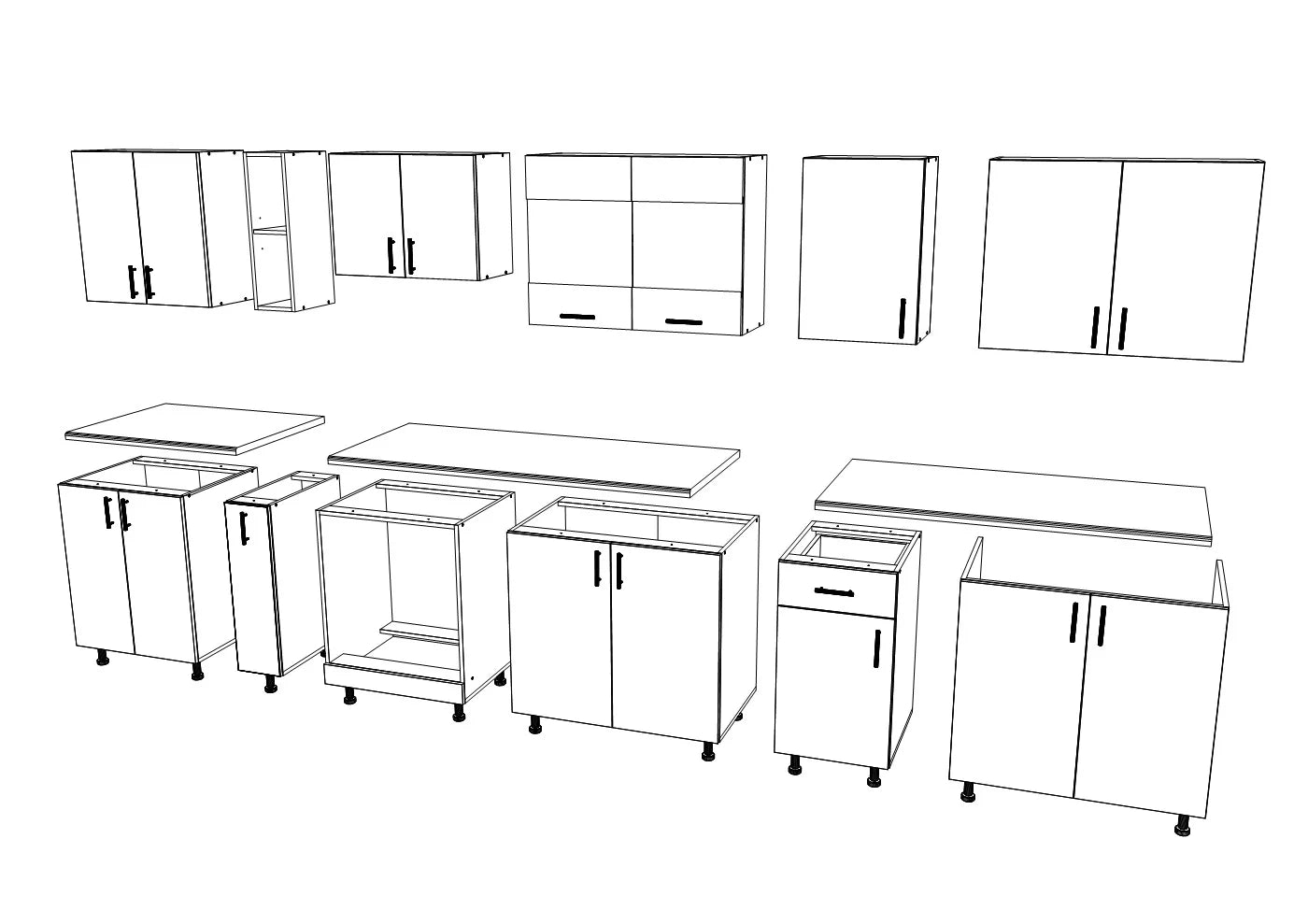 Set Bucatarie haaus Karo V32, Lemn Natural/Alb, Blat Thermo 28 mm, L 340 cm