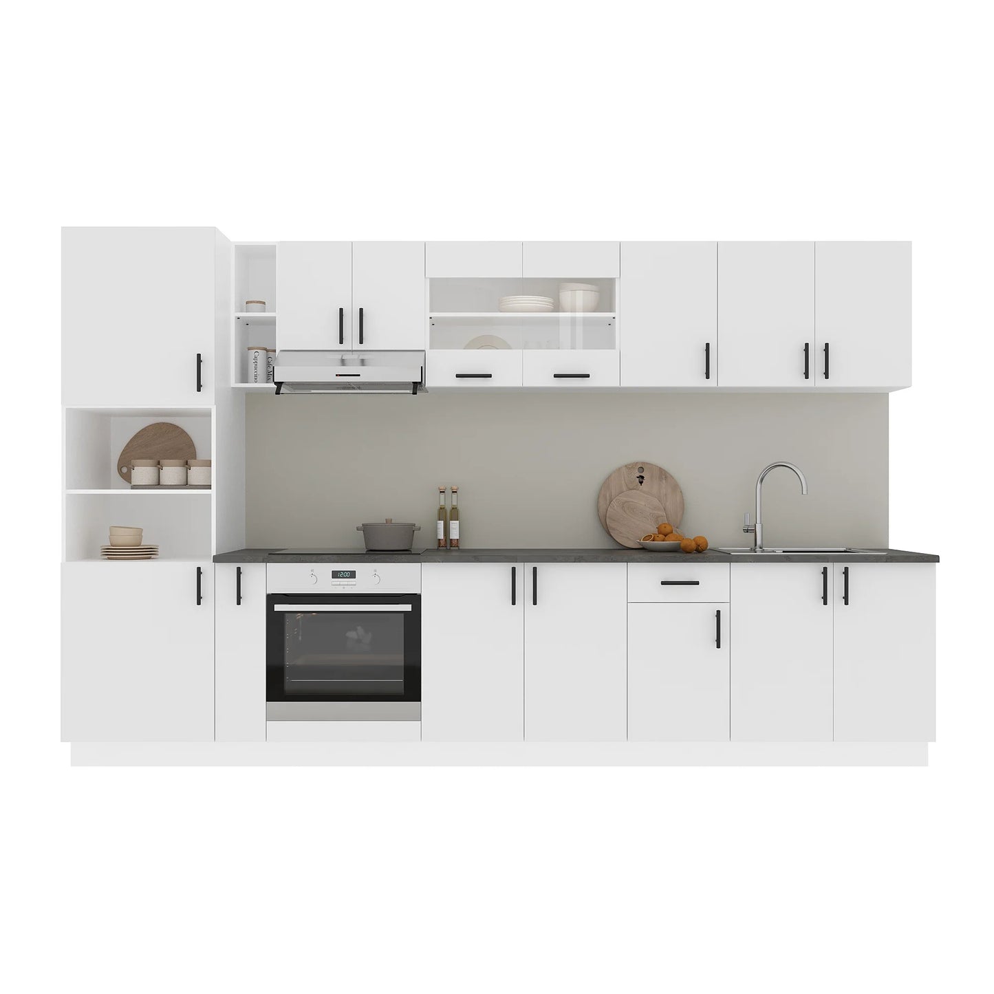 Set Bucatarie haaus Karo V33, Alb, Blat Thermo 28 mm, L 340 cm
