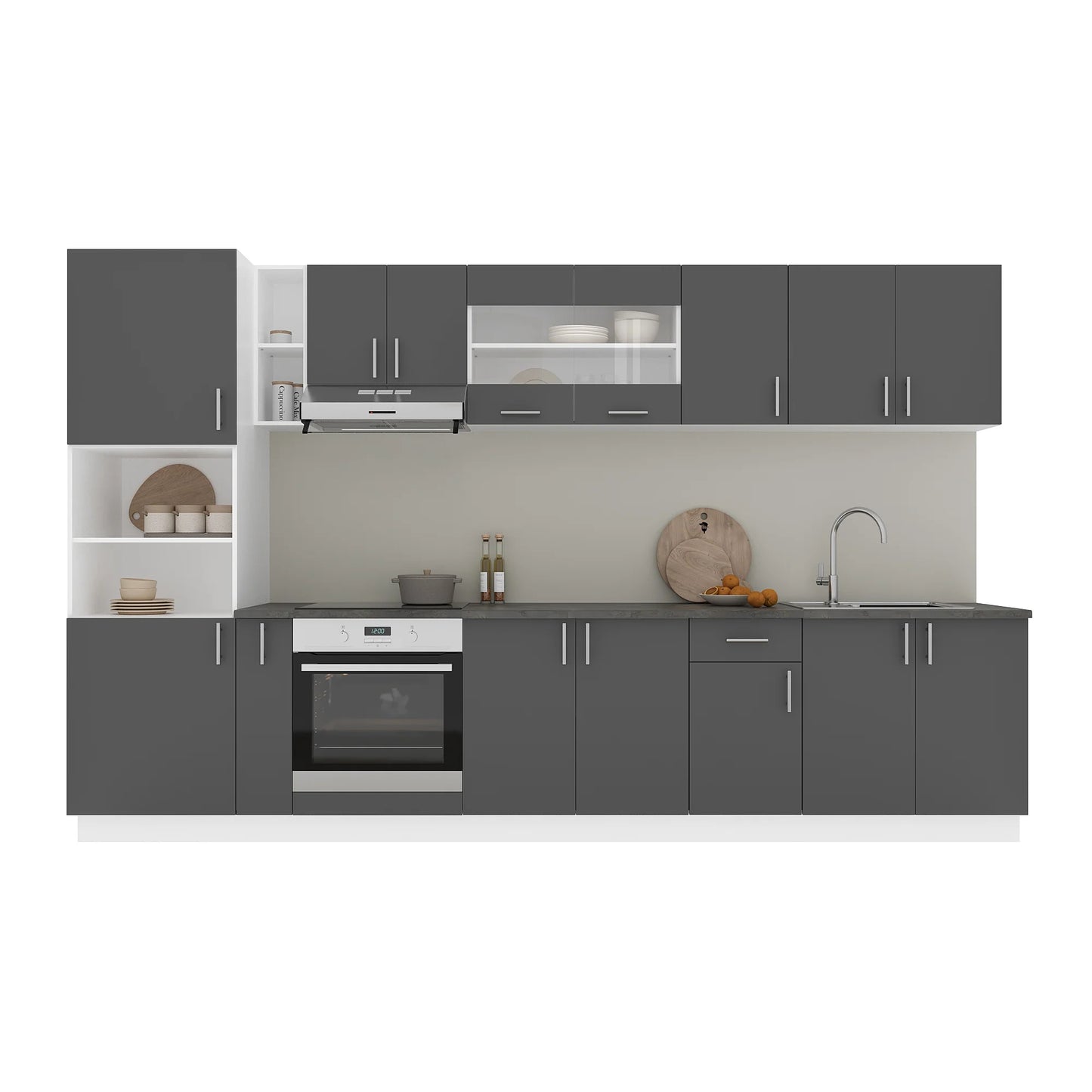 Set Bucatarie haaus Karo V33, Antracit/Alb, Blat Thermo 28 mm, L 340 cm