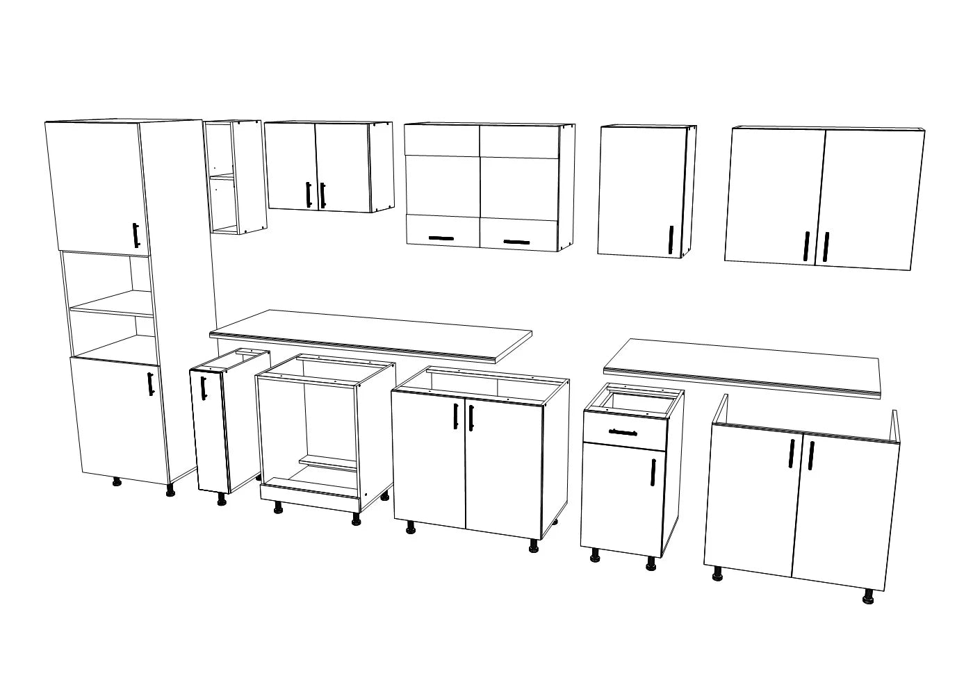 Set Bucatarie haaus Karo V33, Alb, Blat Thermo 28 mm, L 340 cm