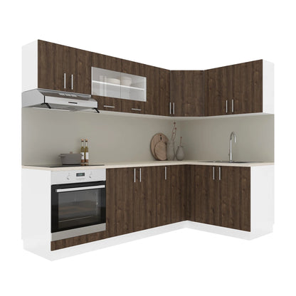 Set Bucatarie Colt haaus Karo V34, Stejar Bronz/Alb, Blat Thermo 28 mm, L 240 x 140 cm