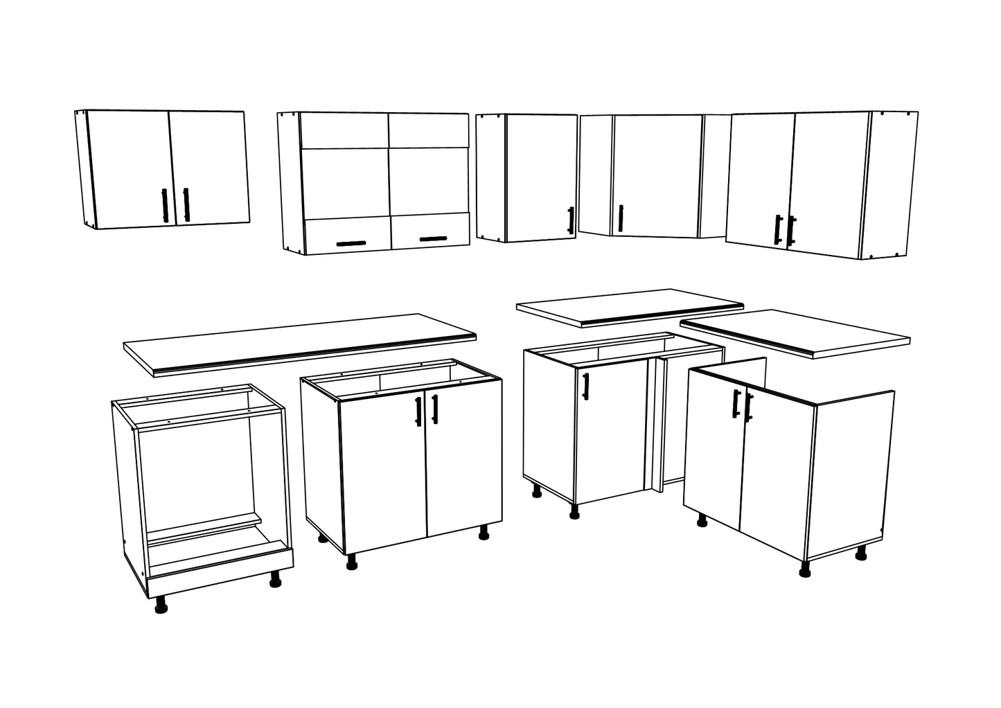 Set Bucatarie Colt haaus Karo V34, Stejar Sonoma Inchis/Alb, Blat Thermo 28 mm, L 240 x 140 cm